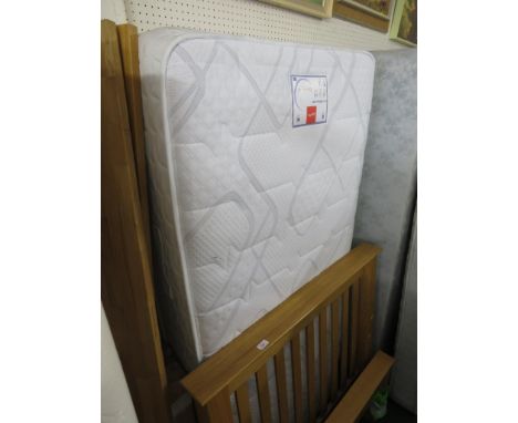 LIGHT OAK SINGLE BED STEAD WITH A SLUMBERLAND MATTRESS