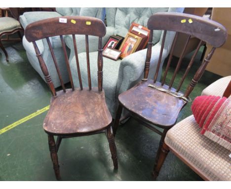 PAIR OF ELM STICK BACK CHAIRS. (AF)