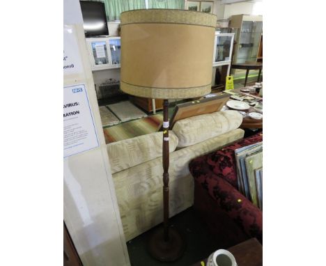WOODEN STANDING LAMP WITH SHADE. (NEEDS RE-WIRING)