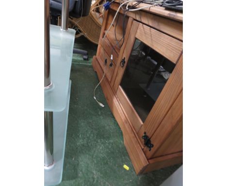 LIGHT WOOD TV AND AUDIO CABINET.