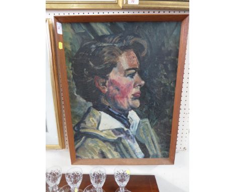 FRAMED OIL ON BOARD PORTRAIT OF MAN IN PROFILE.