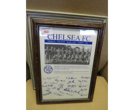 FRAMED REPRODUCTION PRINT AFTER BERYL COOK, FRAMED CHELSEA F.C PRINT, AND A WATERCOLOUR OF BUILDINGS.