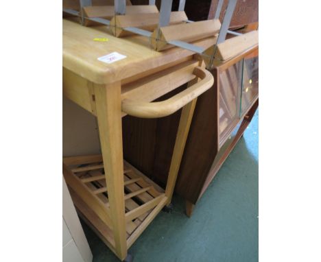 LIGHT WOOD KITCHEN WORK UNIT ON CASTORS