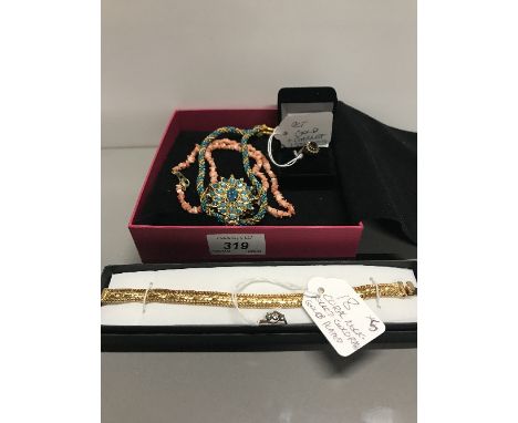 9CT GOLD GARNET RING & OTHERS