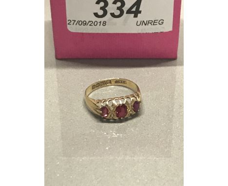 ANTIQUE 18CT RUBY DIAMOND RING
