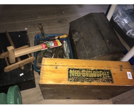 4 TOOL BOXES WITH GARDEN TOOLS & HAND TOOL ATTACHMENTS