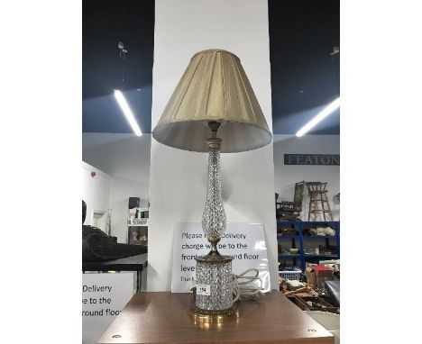 CUT GLASS & BRASS TABLE LAMP