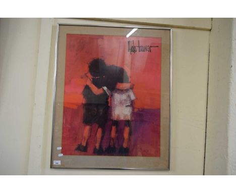ALDO LUONGO, MODERN PRINT OF TWO CHILDREN, SIGNED