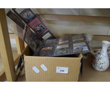 QUANTITY OF MAGIC COLLECTABLE CARDS IN CARDBOARD BOX