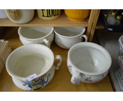 FOUR VINTAGE CERAMIC CHAMBER POTS