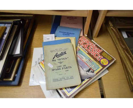 QUANTITY OF VINTAGE MOTORCAR MANUALS - AUSTIN A95, AUSTIN BIG 7, MG, AUSTIN HEALEY SPRITE ETC