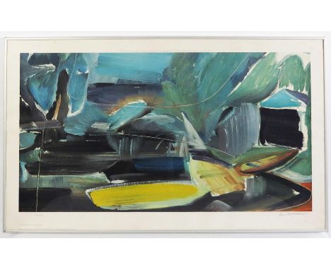 Ivon Hitchens (1893-1979), Three Boats, offset lithograph numbered 78/100 in black ink with blind stamp and 1 of 100 pencil s