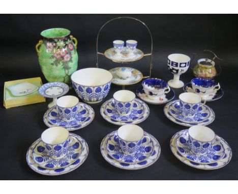 A mixed collection of ceramics, includes Maling lustre vase, Coalport 'Aster' pattern part tea service, Carlton ware dish and