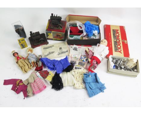 Collection of Vintage Toys including Mamod SE2 Stationary Steam Engine, one boxed, Model Milling Machine, dolls and clothes, 