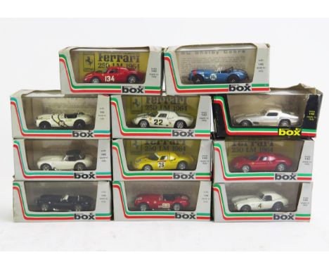 Model Box (Italy) 1:43 Scale Ferraris, and AC Shelby Cobras - mint or very near (apart from silver plated model) to in boxes 