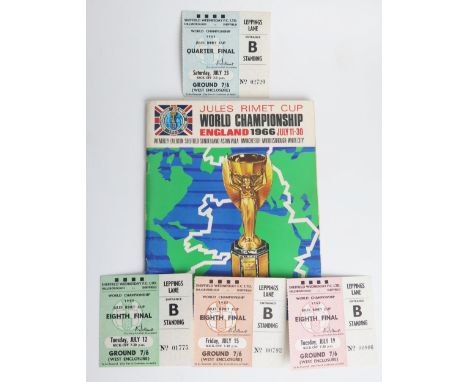 A 1966 Official World Cup Souvenir Programme, together with ticket stubs for Hillsborough, Eight Final July 1212, 15th , 19th