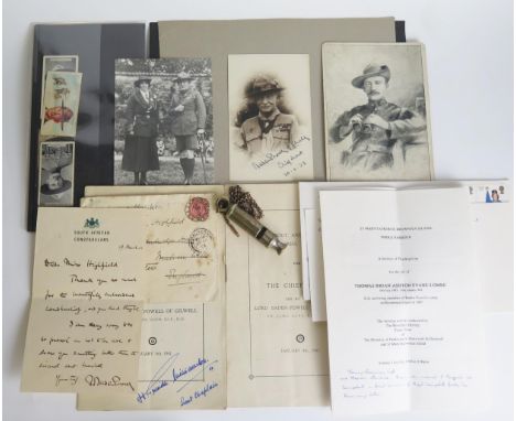 OF SCOUTING INTEREST, BADEN-POWELL (ROBERT, 1857-1941) a signed photograph as Chief scout dated 30-1-32, A signed letter of t