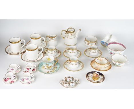A collection of miniature china tea service, part coffee service, tea wares. 