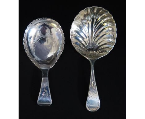 A George III silver caddy spoon, maker George Smith II &amp; Thomas Hayter, London, 1800, and another caddy spoon, Birmingham