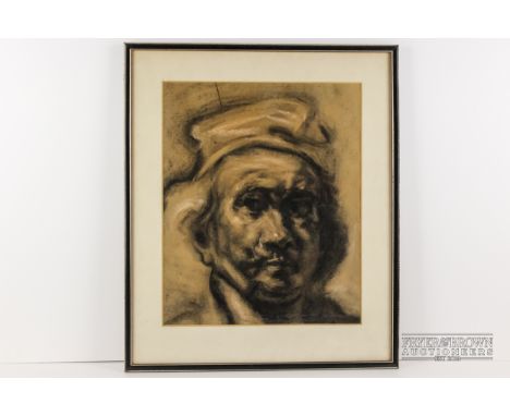 After Rembrandt - the Kenwood self-portrait, charcoal and pastel, pencil inscription to bottom 'from the family Collier', dat