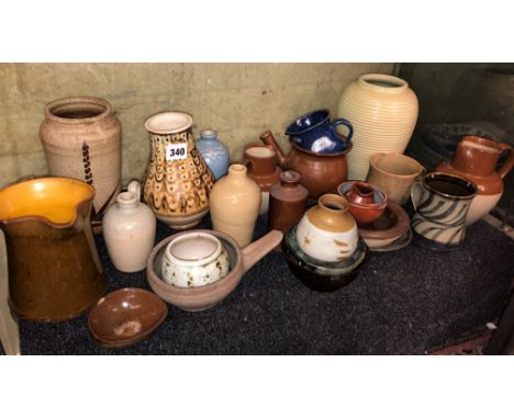 SHELF OF VARIOUS STUDIO  POTTERY - DAVID LLOYD JONES AMONGST OTHERS