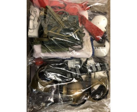 BAG CONTAINING ACTION MAN PARACHUTE SUIT AND EQUIPMENT AND THE DEEP SEA DIVING SUIT OUTFIT 