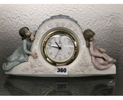 LLADRO QUARTZ FIGURAL MANTEL CLOCK