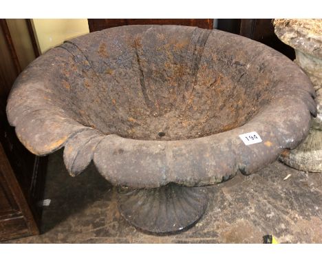 19TH CENTURY CAST IRON LOBED PEDESTAL PLANTER DIAMETER - 68CM