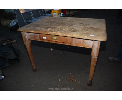 A scrub top kitchen table with single drawer 42" x 31" x 29".