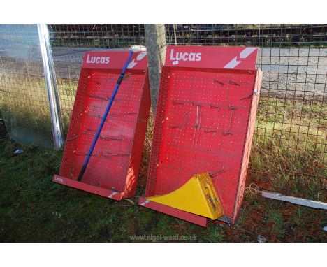 Two Lucas garage display units and a chock