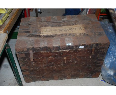 A metal bound zinc lined travel trunk for M. Cleghorn, Edinburgh, 33" x 20" x 22".