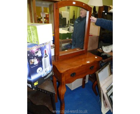 A single drawer hall table (31" tall x 30" wide) with matching wall mirror (30" tall).