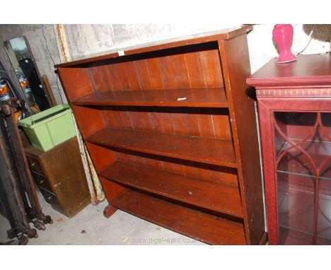 A four shelf solid back bookcase, 50" x 49" x 10".