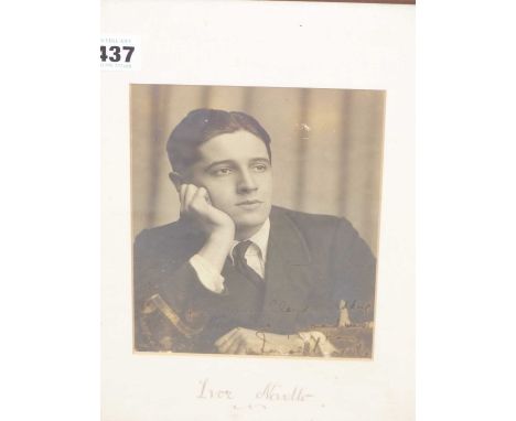 Ivor Novello. An ink signed &amp; inscribed portrait photograph. dated 1916. 14 x 18 cm.