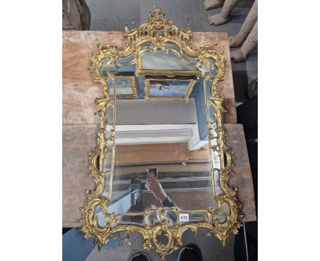 An unusual decorative gilt metal Chippendale style mirror H 104 cm