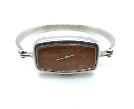 A vintage 1970's Diarex Swiss ladies' bangle wristwatch with a manual wound 17 jewelled movement. The reverse of the case is 