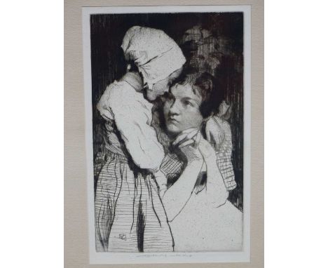 William Lee Hankey (1869-1952) "confession" etching pencil signed. 18 x 29cm. together with a second work "Lizette &amp; Pier