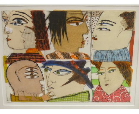 Kristiane Semar (20th/21st c.) Punky People. Mixed Media. Pencil signed L/R. 75 x 56 cm.