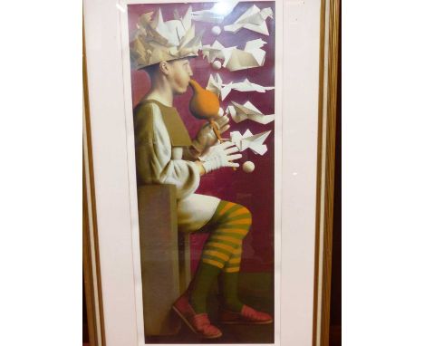 Jane Lewis (20th century)  'Papageno II',  silk screen/ serigraph. limited edition 64/100 signed. 42 x 104 cm