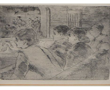 David issakovitch roubenstein (1902-1993) - view at the theatre. Etching 24 x 17 cm.