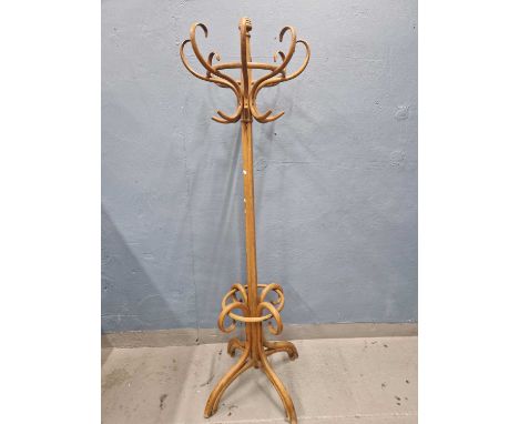 A Vintage bentwood hat and coat stand, probably by Thonet