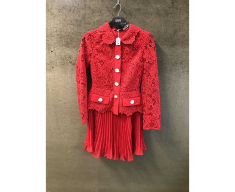 A red Self-Portrait lace dress size 8