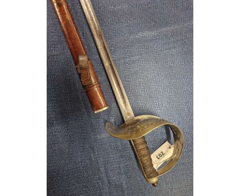 A William Hutton George V officer's sword in a leather mounted scabbard