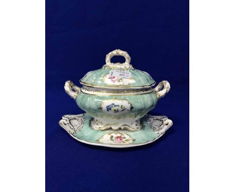 LOT OF GREEN AND GILT DINNER WAREtogether with small ceramic tureen