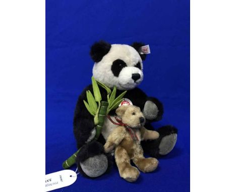 2008 BEIJING OLYMPICS COMMEMORATIVE COIN AND STEIFF PANDA BEARalong with a 2002 Fifa World Cup Korea / Japan 'Champion' Beani