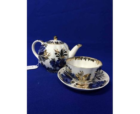 RUSSIAN BLUE, WHITE AND GILT HALF TEA SERVICE