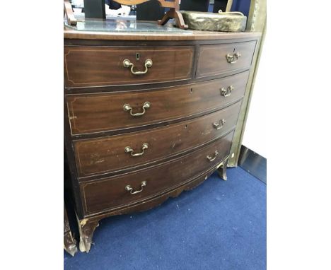 MAHOGANY BOW FRONTED CHEST OF DRAWERSand another chest of drawers