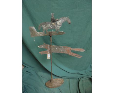 Metal weather vane with Horseman and Fox