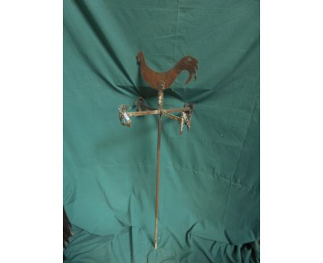 Smaller metal weather vane with cockerel to top (in need of restoration)