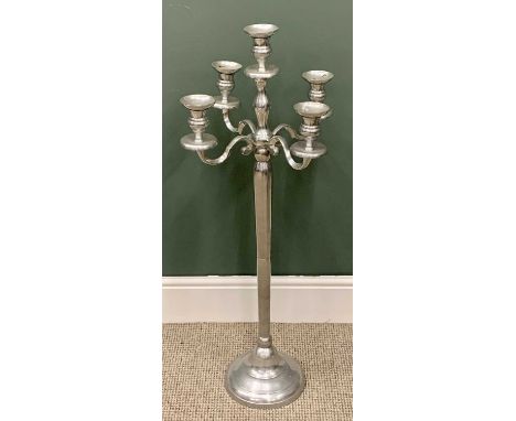 FLOORSTANDING CANDELABRA - in white metal, 103cms H, 45cms W, 23cms base diameter